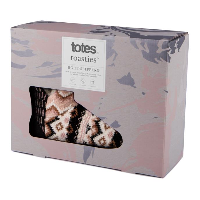totes toasties® Ladies Patchwork Fairisle Short Boot Slippers Fairisle Extra Image 1